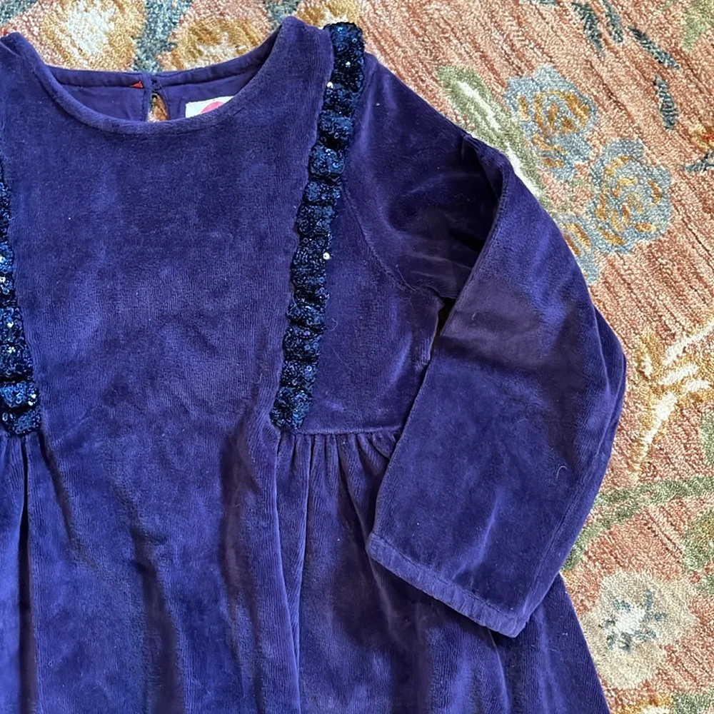 Mini Boden purple Velvet Dress with Sequin Detail